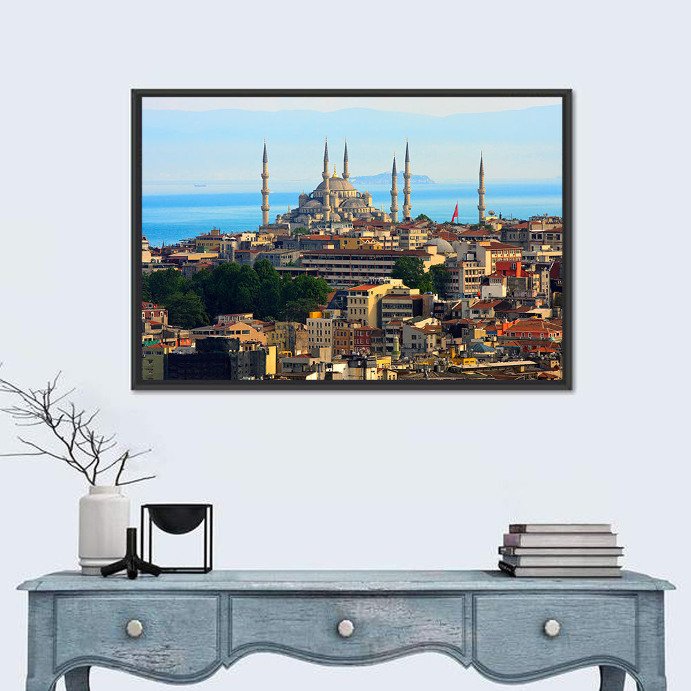 Sultan Ahmed Mosque Skyline Wall Art in a room, landscape