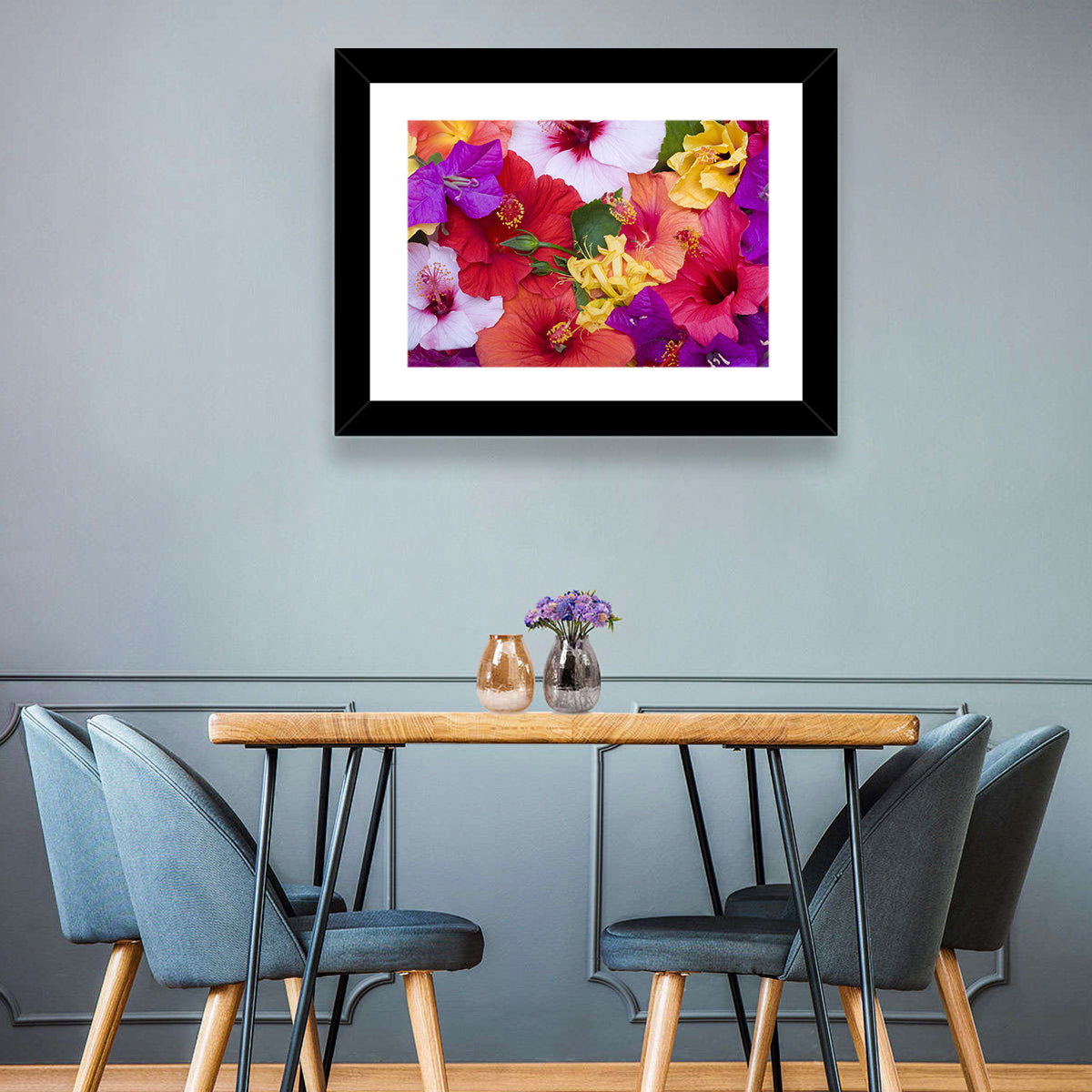 Tropical Bougainvillea and Hibiscus Bloom Wall Art