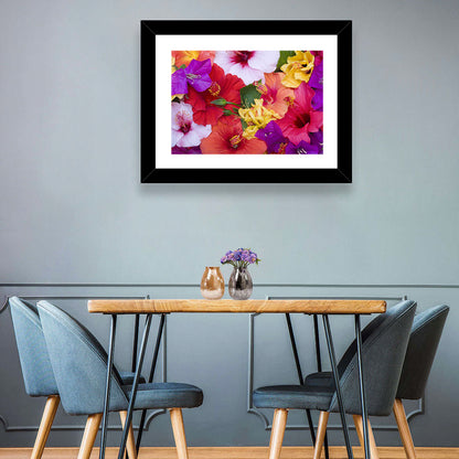 Tropical Bougainvillea and Hibiscus Bloom Wall Art