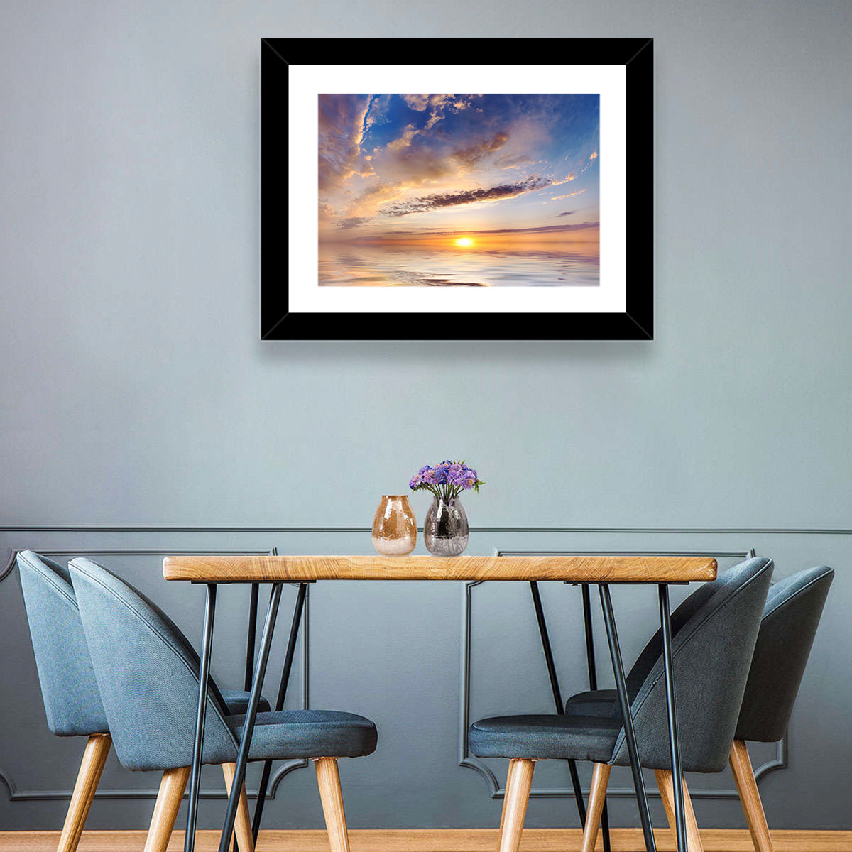 Sunlit Clouds Over Calm Sea Wall Art