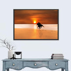 Horse and Rider at Sunset Wall Art