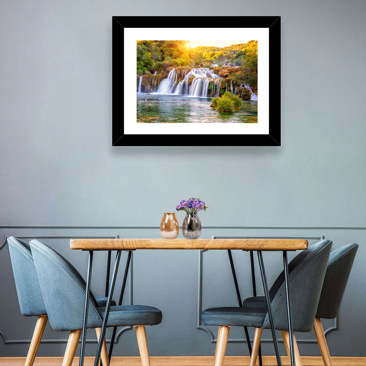 Skradinski Buk Waterfall at Golden Hour Wall Art in a room, landscape