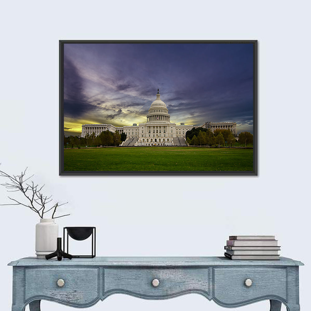United States Capitol at Dusk Wall Art in a room, landscape