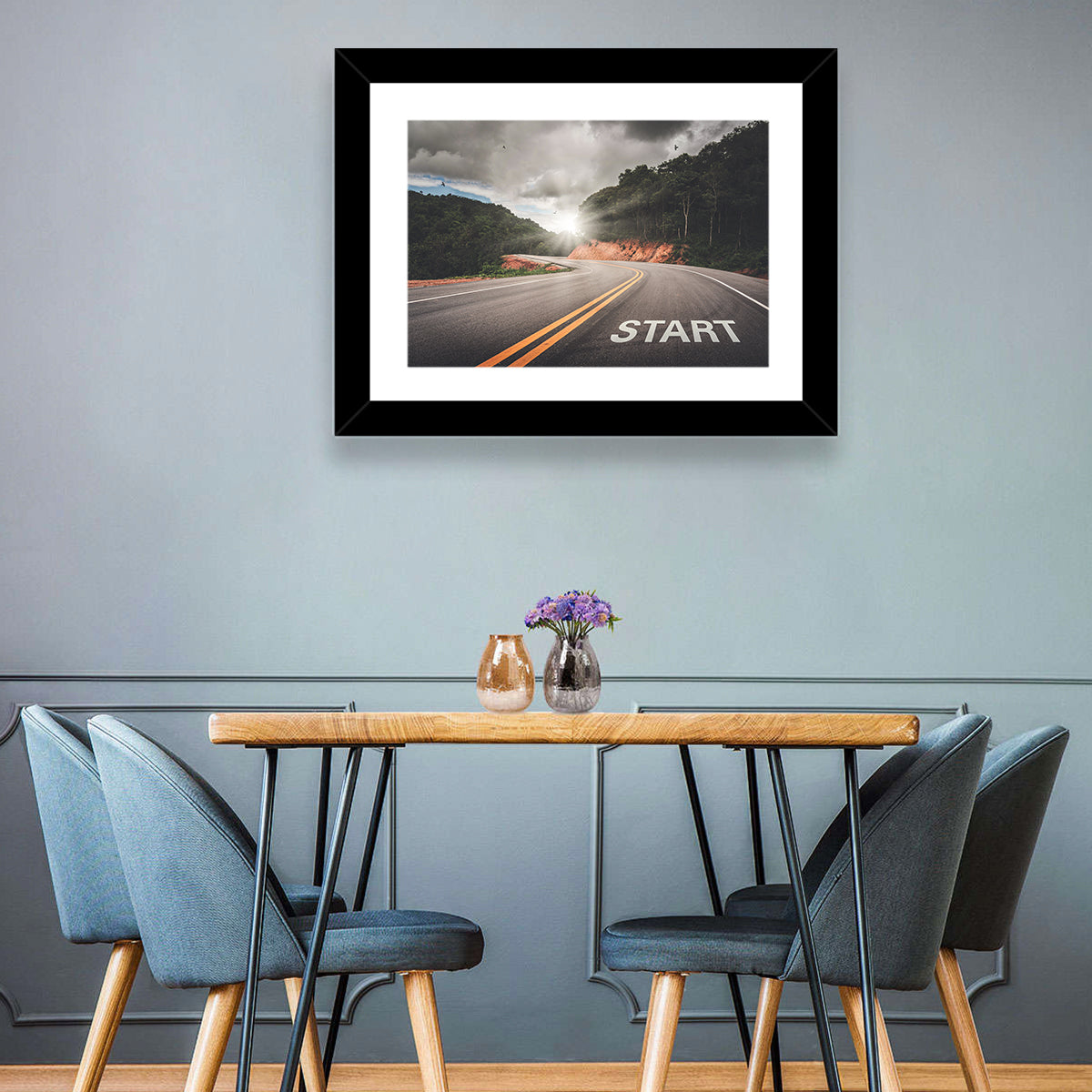 Start of a Journey, Sunrise Road Wall Art in a room, landscape