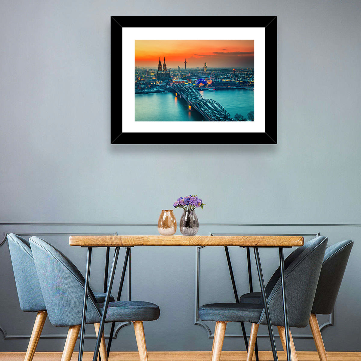 Hohenzollern Bridge at Dusk Wall Art in a room, landscape