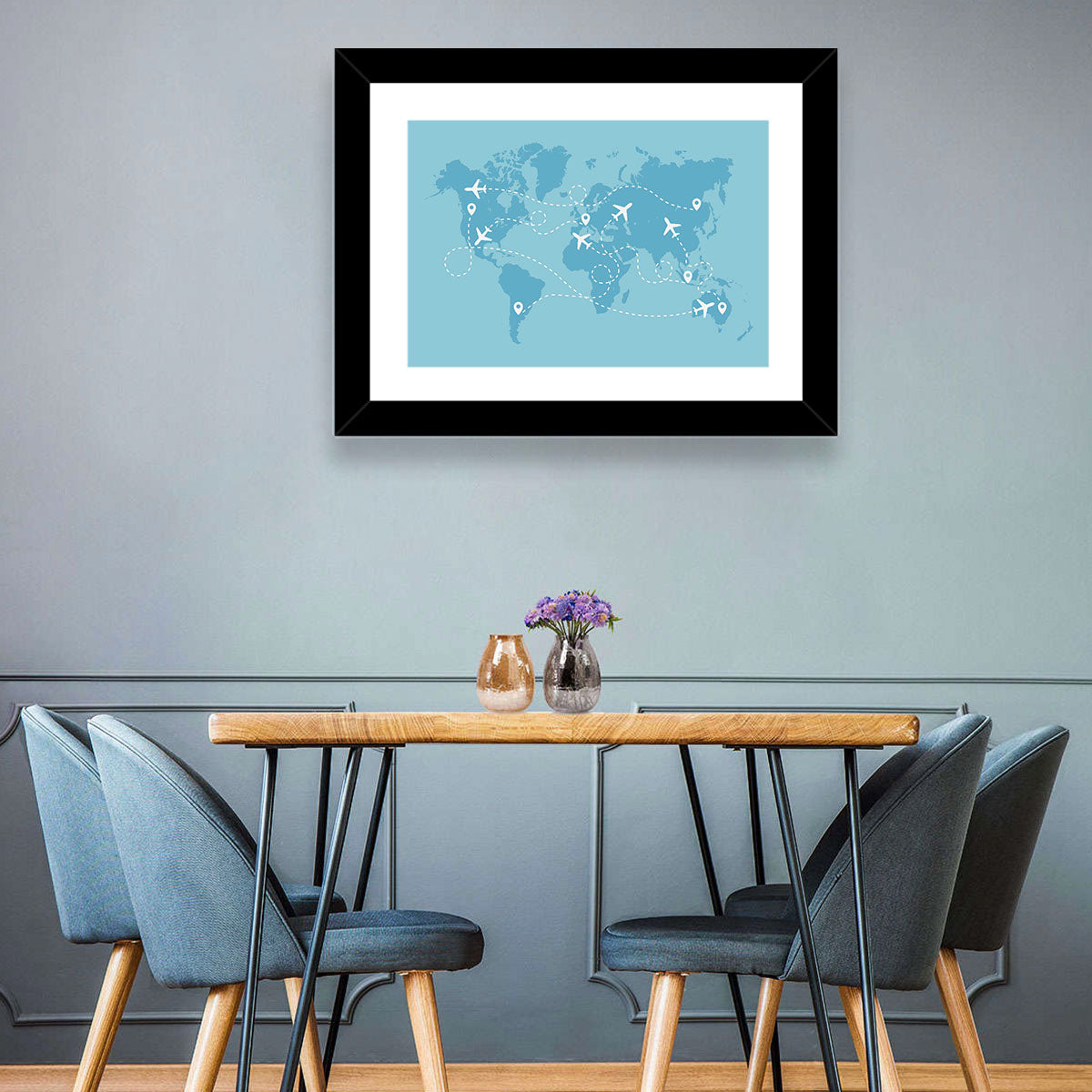 World Flight Routes Map Wall Art