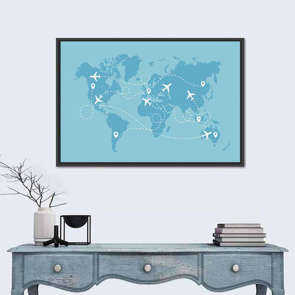 World Flight Routes Map Wall Art