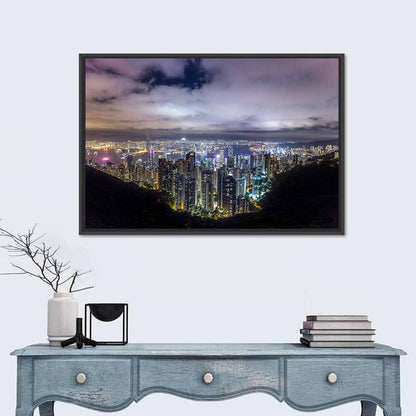 Hong Kong Skyline at Night Wall Art