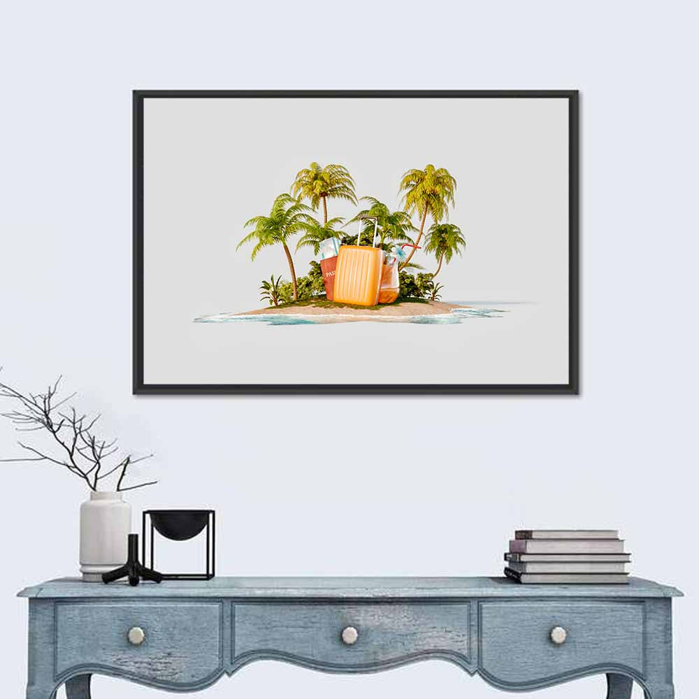 Tropical Island Vacation Illustration Wall Art