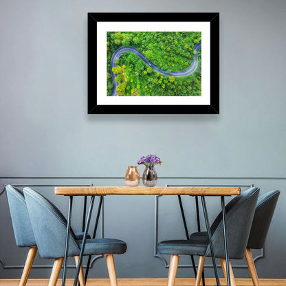 Blue Car on Summer Forest Road Wall Art