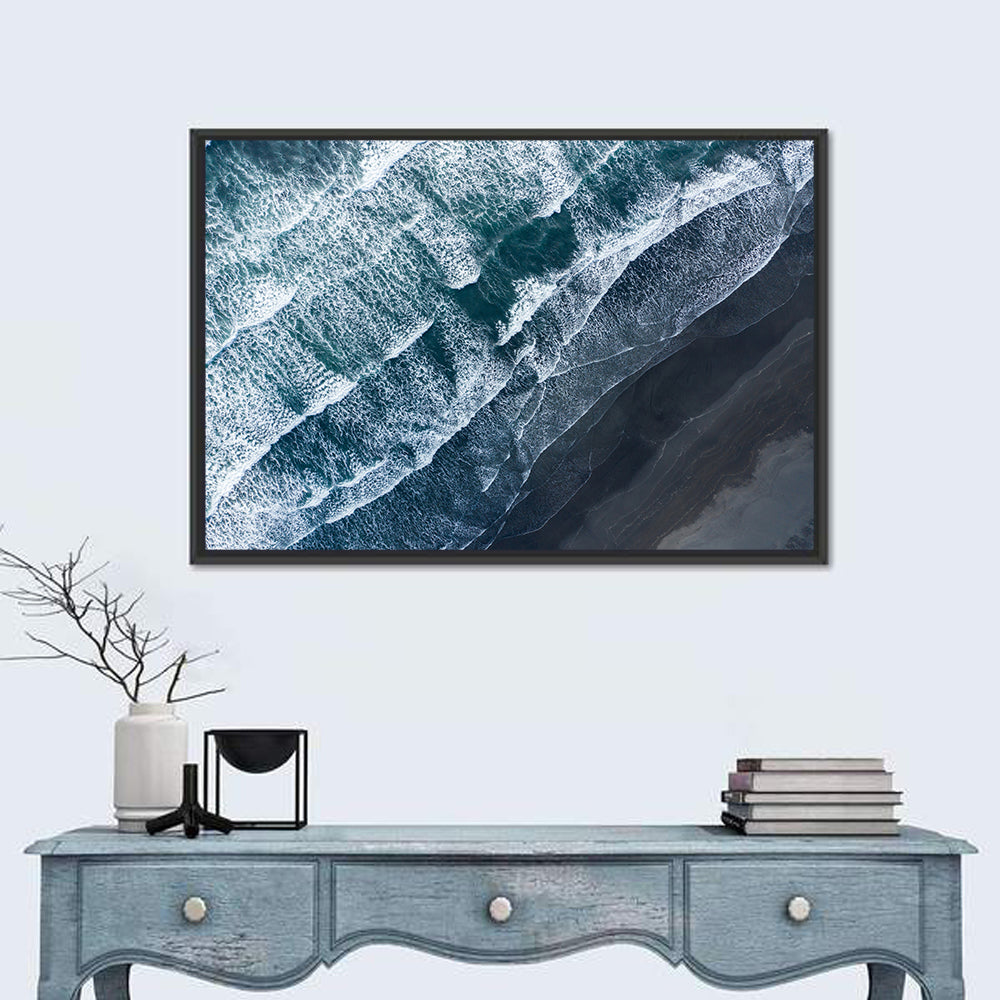 Volcanic Surf on Black Sand Wall Art