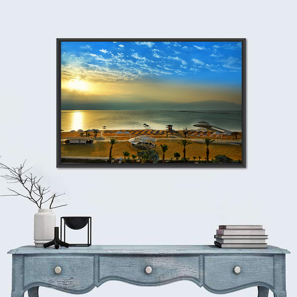 Dead Sea Sunset Wall Art in a room, landscape