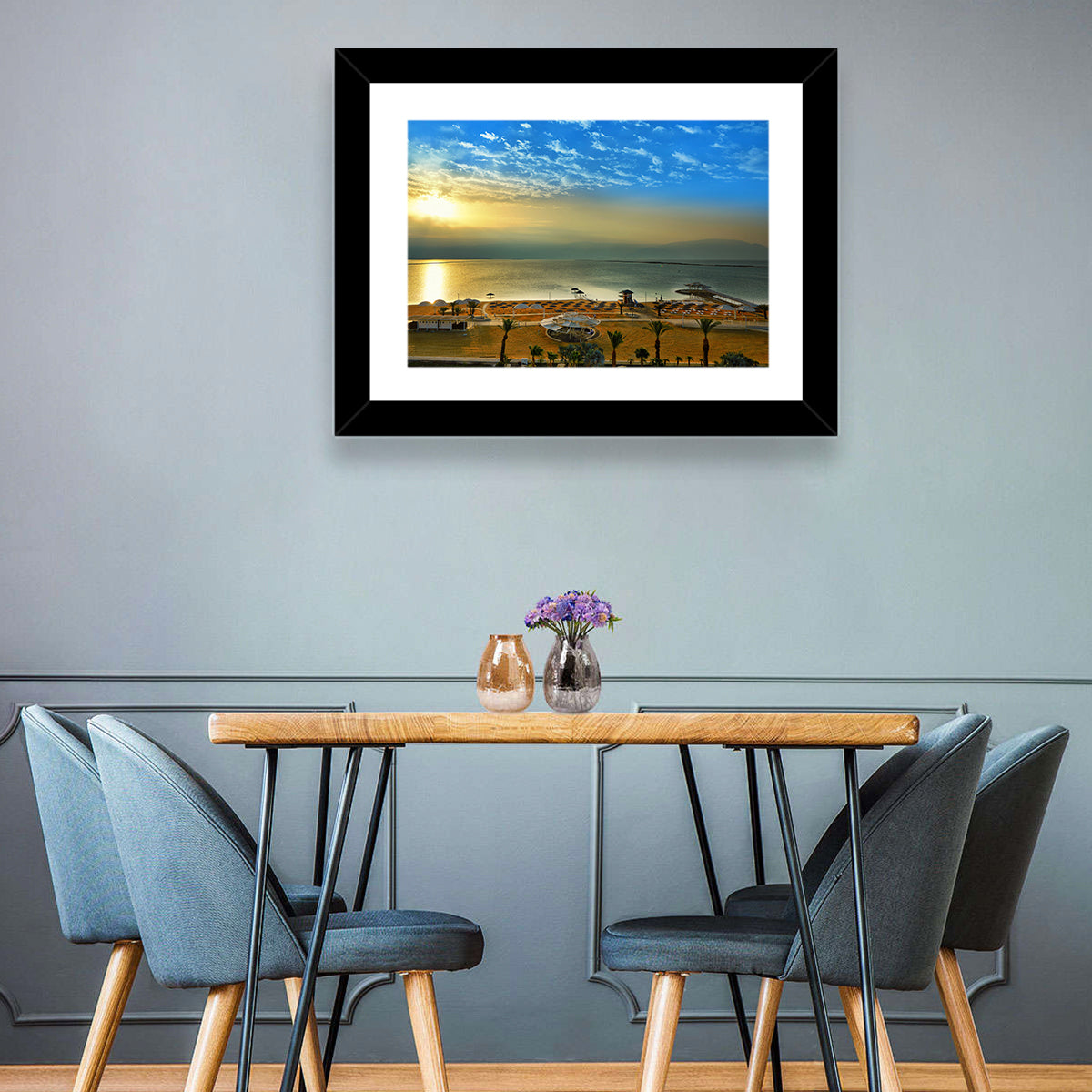 Dead Sea Sunset Wall Art in a room, landscape
