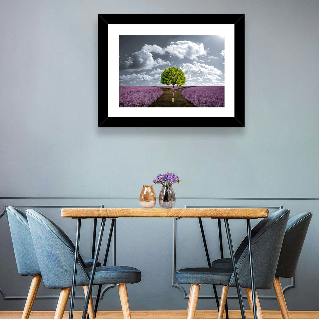 Lavender Field Crossroads with Lone Tree Wall Art