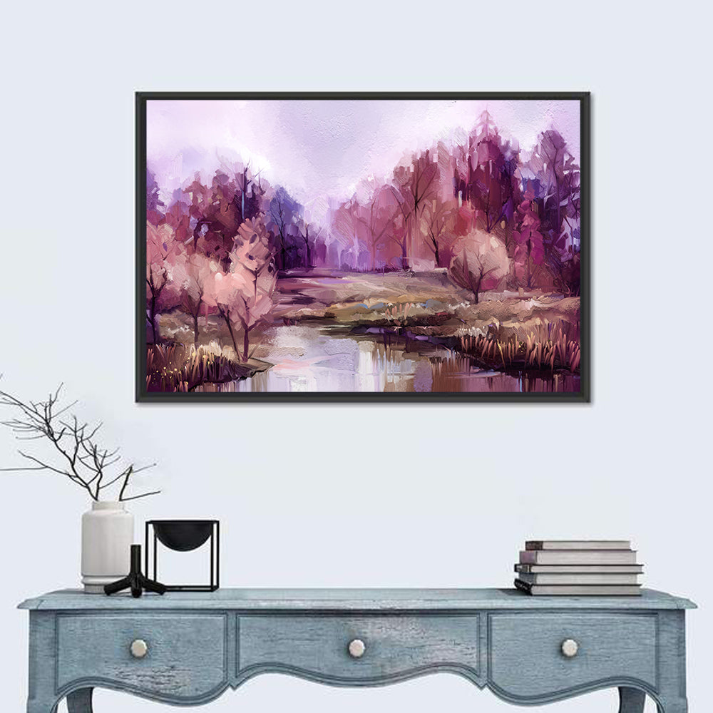 Lavender Autumn Forest Watercolor Wall Art