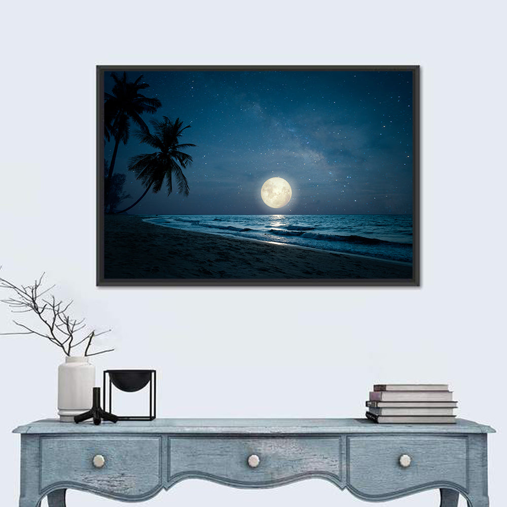 Palm Beach Moonset Wall Art in a room, landscape