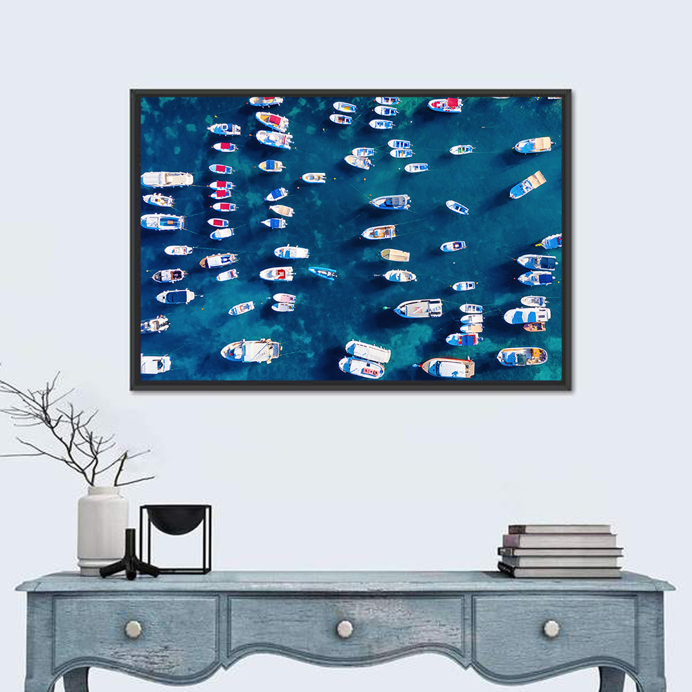 Aerial Boats Over Turquoise Sea Wall Art
