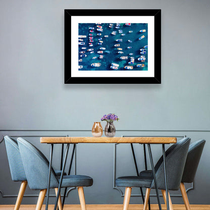 Aerial Boats Over Turquoise Sea Wall Art
