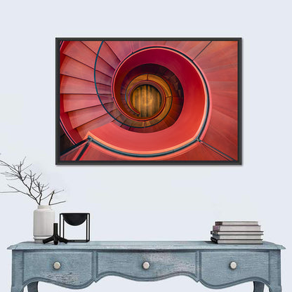 Red Spiral Staircase Wall Art