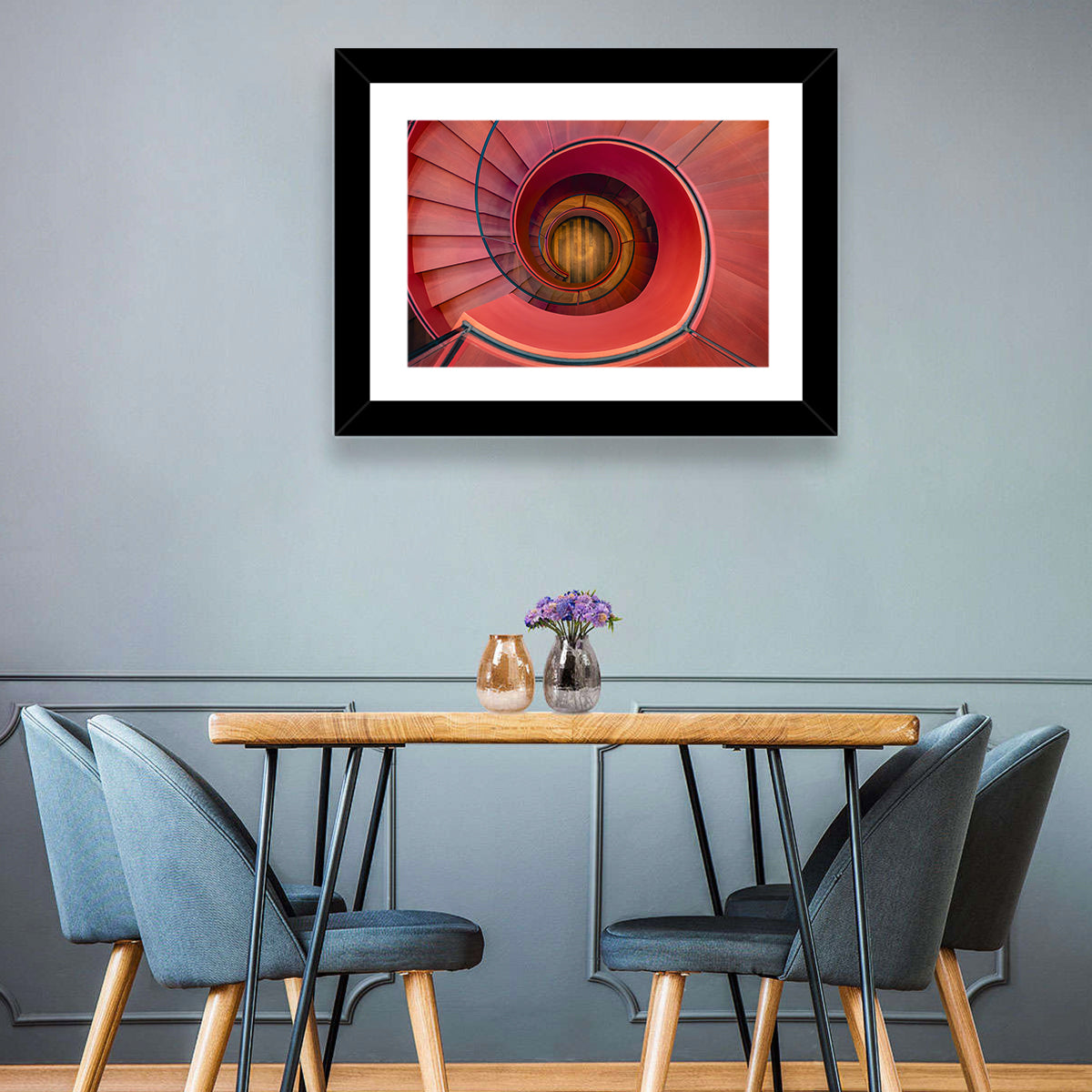 Red Spiral Staircase Wall Art