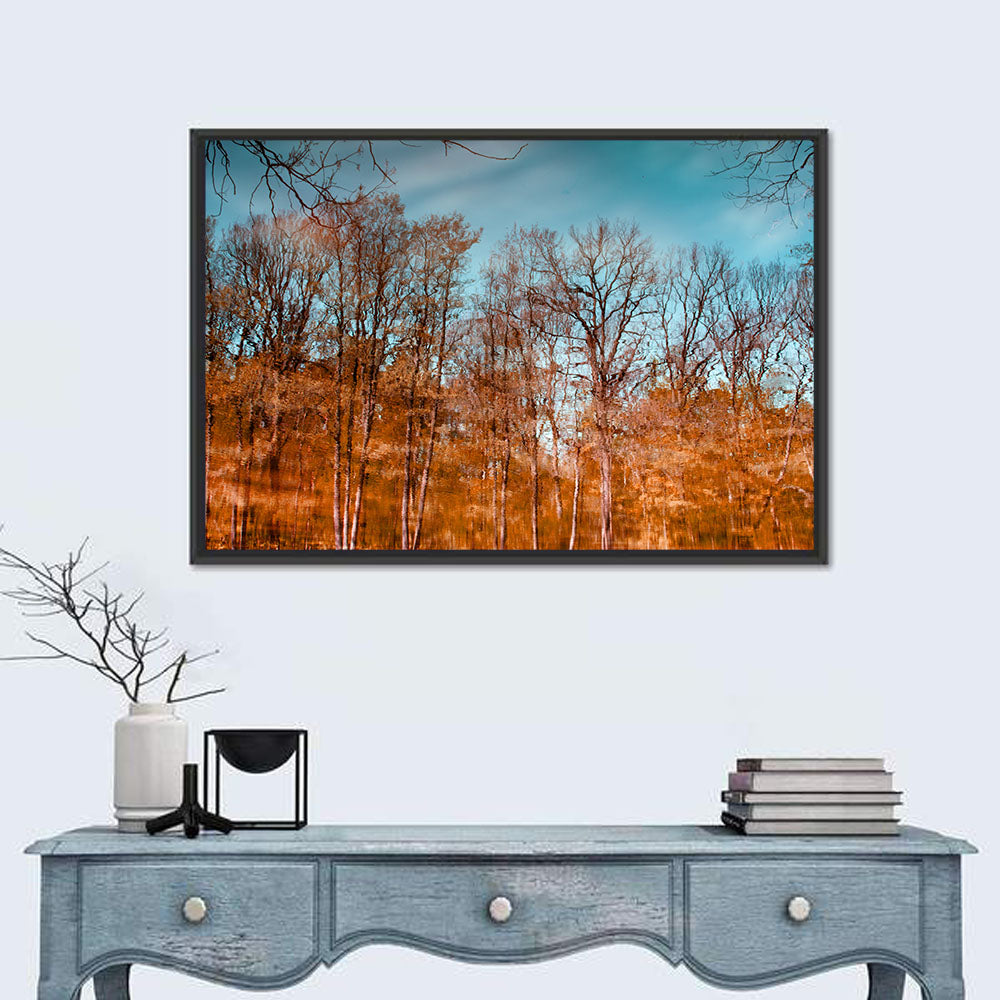 Autumn Reflection Wall Art in a room, landscape