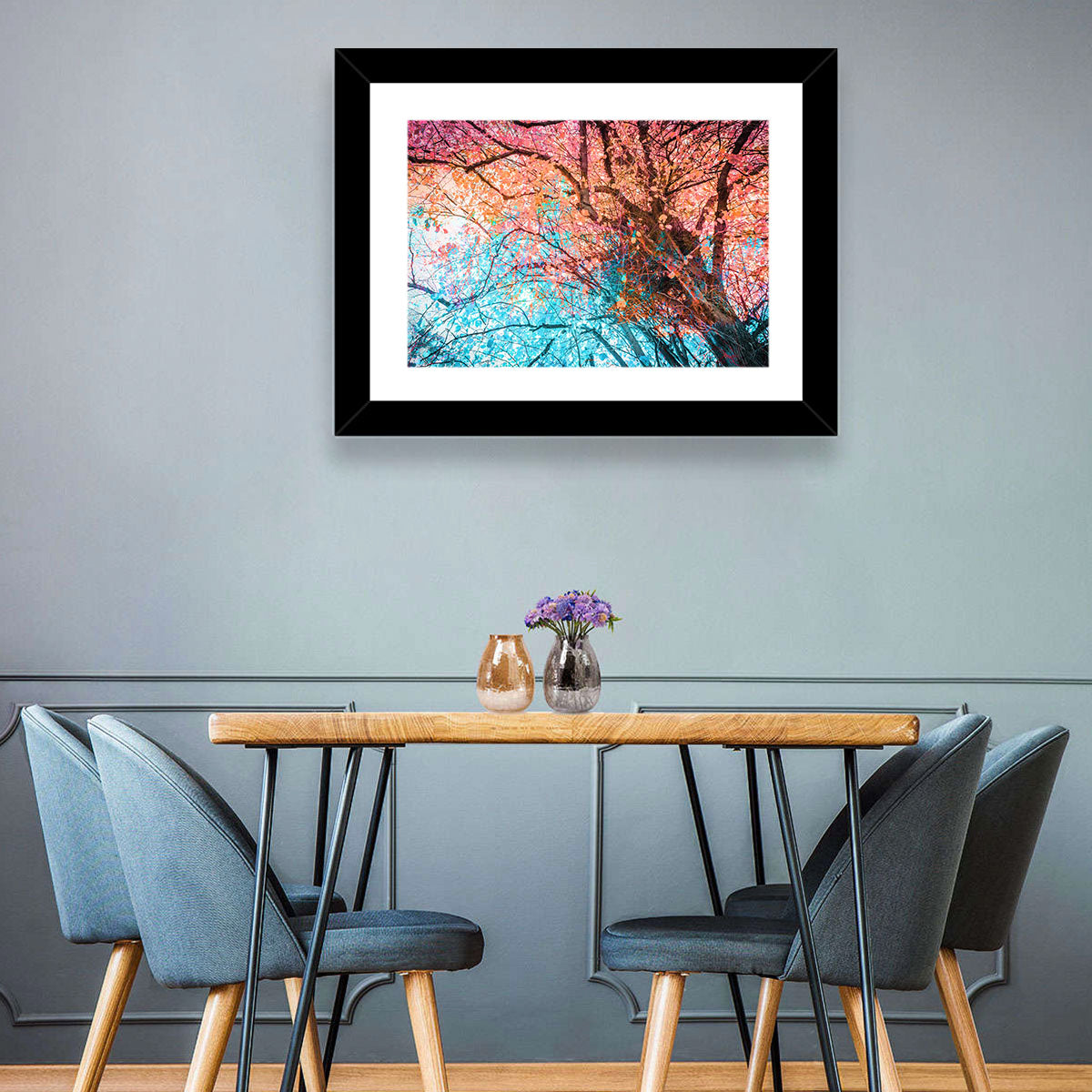 Autumn Canopy Abstract Wall Art in a room, landscape