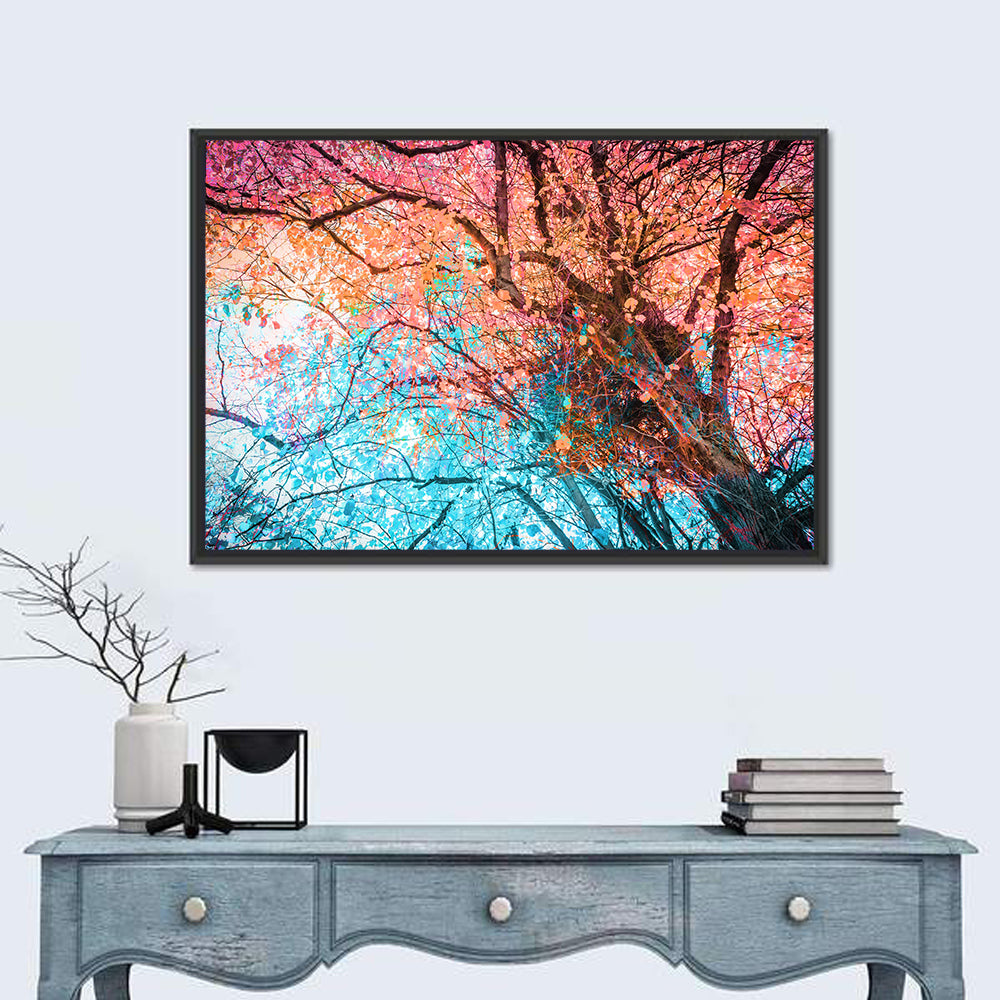 Autumn Canopy Abstract Wall Art in a room, landscape
