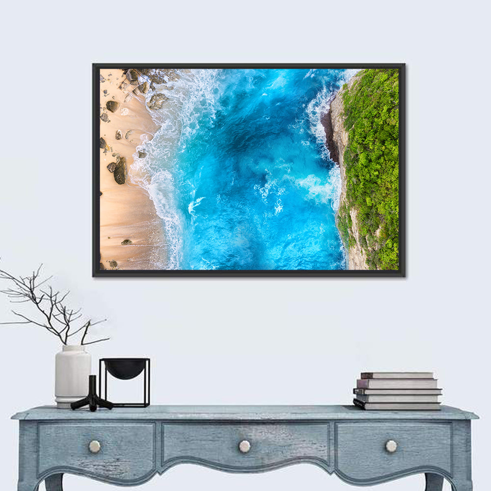 Aerial Turquoise Beach Cliffs Wall Art