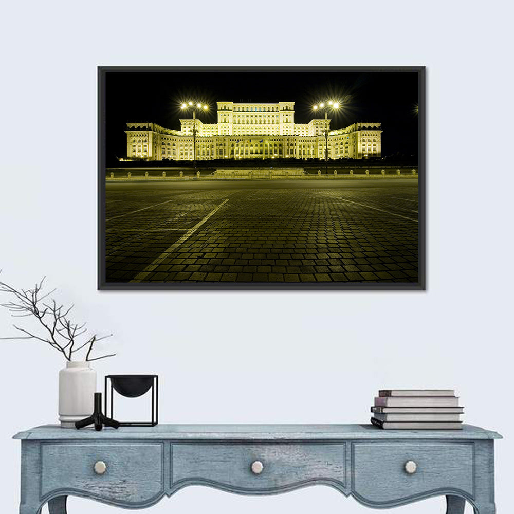 Palace of the Parliament Bucharest Wall Art in a room, landscape