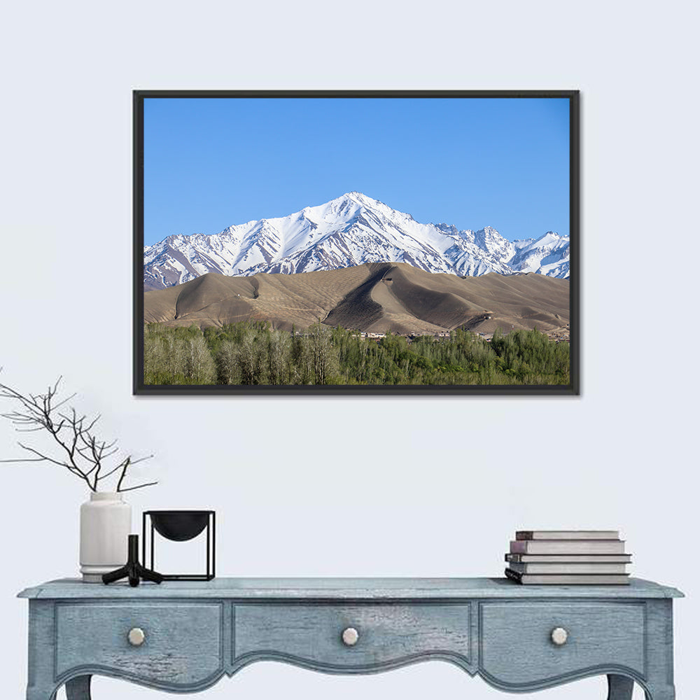 Afghan Snow-capped Peaks Above Forested Foothills Wall Art