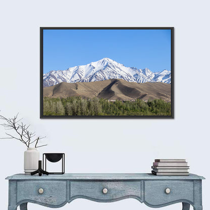 Afghan Snow-capped Peaks Above Forested Foothills Wall Art