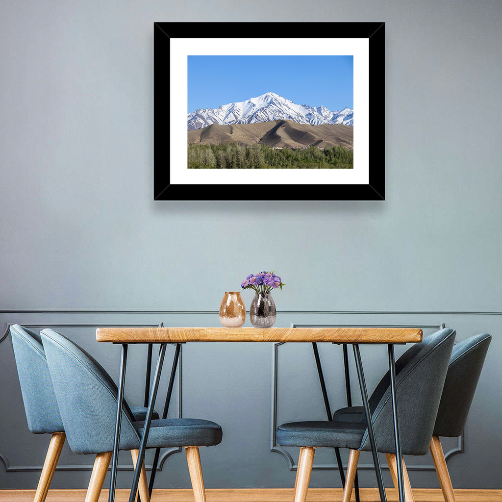 Afghan Snow-capped Peaks Above Forested Foothills Wall Art