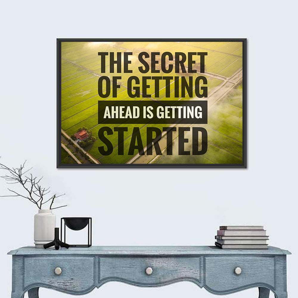 Getting Started Sunlit Farmland Wall Art in a room, landscape