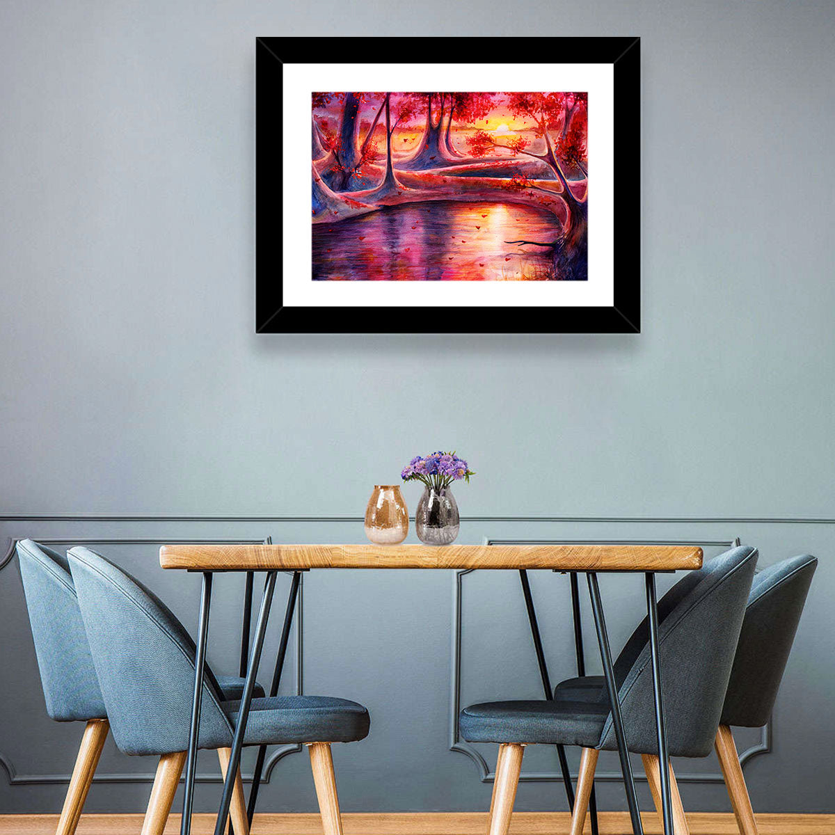 Autumn Forest Lake at Dusk Wall Art