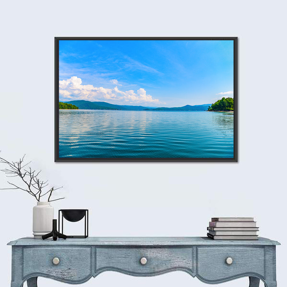 Lake Jocassee Wall Art in a room, landscape