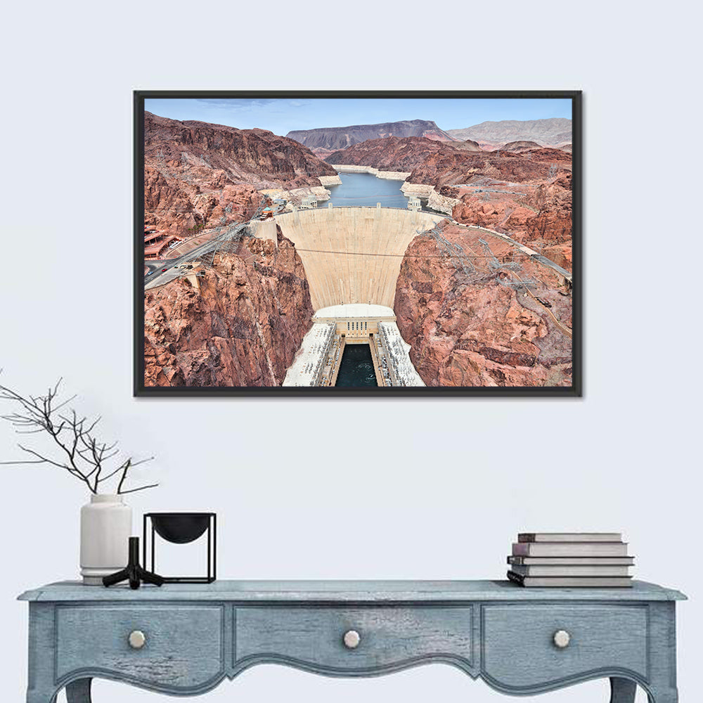 Hoover Dam High-angle View Wall Art in a room, landscape