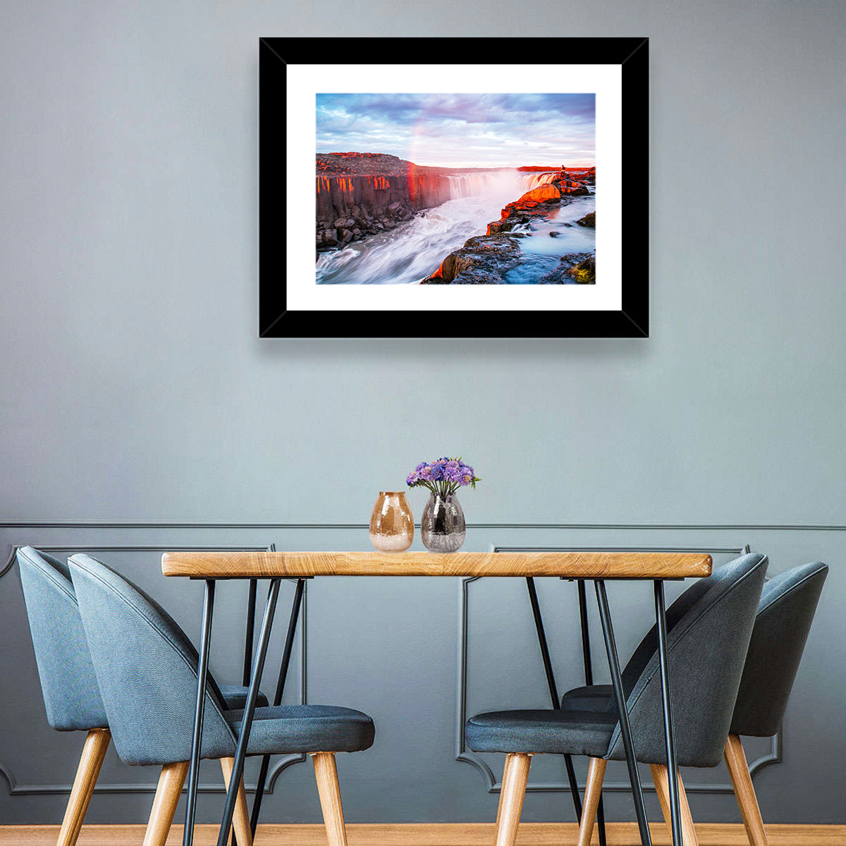 Golden Hour Selfoss Falls Rainbow Wall Art