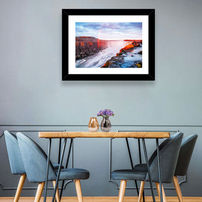 Golden Hour Selfoss Falls Rainbow Wall Art