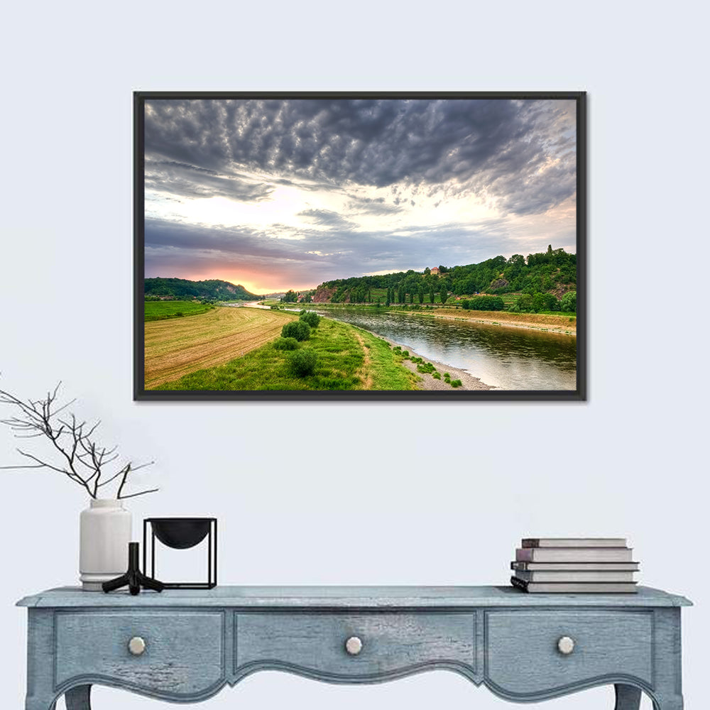 Elbe River at Golden Hour Wall Art