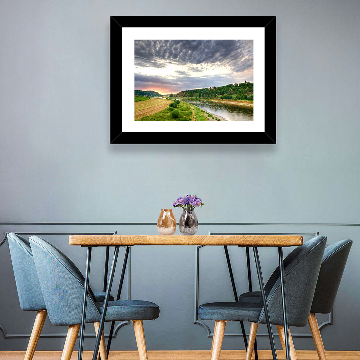 Elbe River at Golden Hour Wall Art