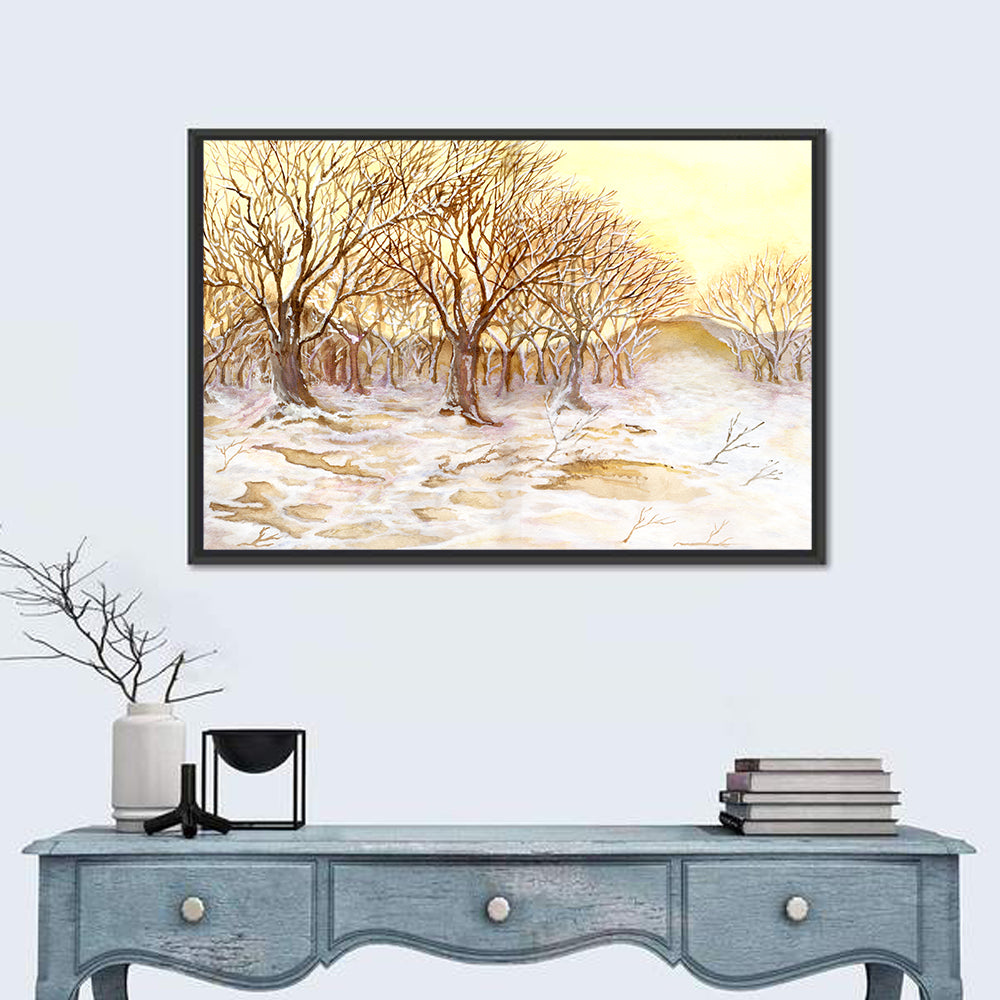 Winter Field with Snow-dusted Trees Wall Art