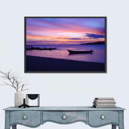 Malolo Island Sunset with Moored Boats Wall Art