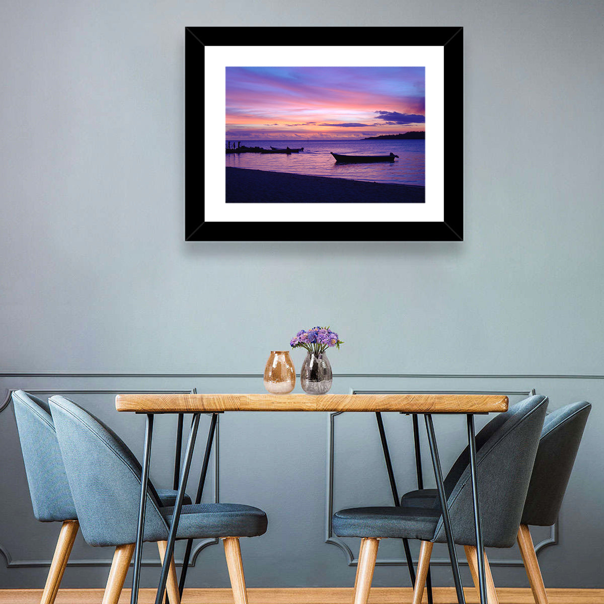 Malolo Island Sunset with Moored Boats Wall Art