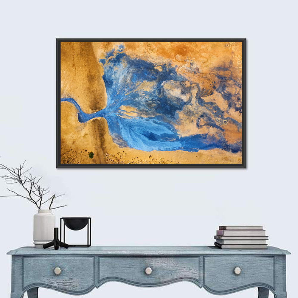Geysers Valley Aerial View Wall Art in a room, landscape