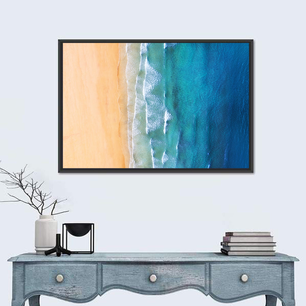 Aerial Iceland Coastline Wall Art in a room, landscape