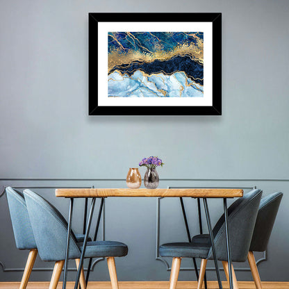 Navy Blue Marble with Gold Veins Wall Art