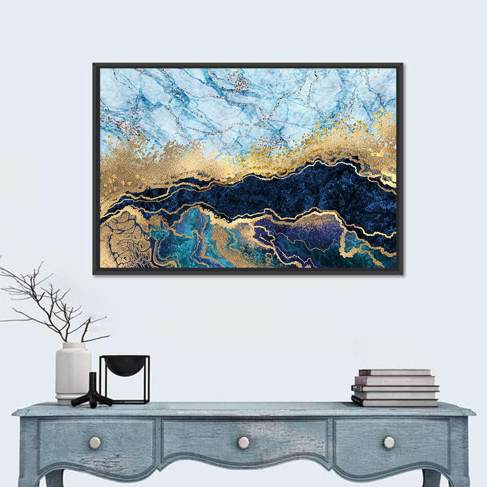 Blue Marble with Gold Veins Wall Art