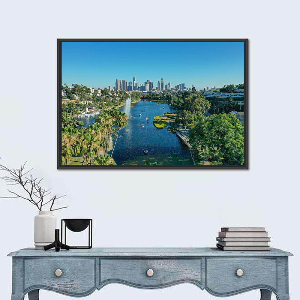 Echo Park Fountain and Downtown Skyline Wall Art