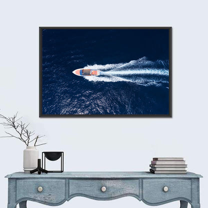 Sleek Speedboat Over Navy Sea Wall Art
