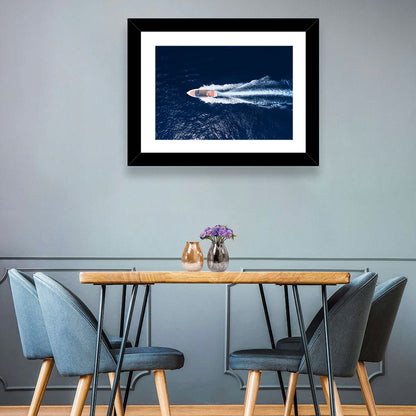 Sleek Speedboat Over Navy Sea Wall Art